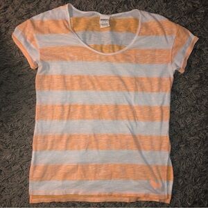 2015 Victoria’s Secret PINK Orange & White Loose Fitting Stripe Shirt, Size M